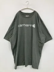 Carhartt カーハート Tシャツ/カットソー 4XL グレー 前面プリント ブランドロゴ ロング丈 半袖 クルーネック(丸首) メンズ レディース