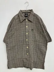 Local Motion シャツ/ブラウス L ブラック コットン チェック柄 ワンポイント ブランドロゴ ミドル丈 半袖 レギュラーカラー メンズのサムネイル