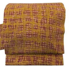 名古屋帯 優品 幾何学模様 茶色 正絹 【中古】