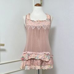 新品】グラデーション タンクトップ レース装飾付き Mサイズ ITALY 