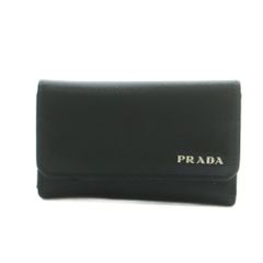 ほぼ未使用品 PRADA プラダ キーケース レザー ロゴグラム ブラック