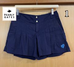 パーリーゲイツ キュロットパンツ ロゴ刺繍 ゴルフ 1 タック ショート