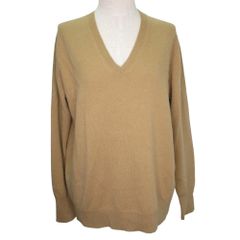 ユニクロ UNIQLO 長袖 ニット セーター トップス Ｖネック カシミヤ XL ベージュ vt031710826 0605のサムネイル