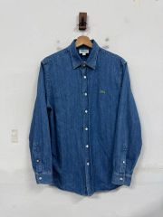 LACOSTE デニムシャツ ビッグロゴ US M/L ダンガリーシャツ - メルカリ