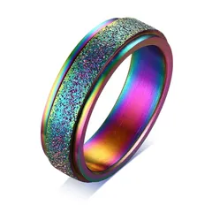 【新品】 [Rockyu] ブランド 回転指輪 メンズ ゴールド ステンレス 金属アレルギー サンドブラス 艶消し 回れるリング ストレス解消 (カラー, 19) 1