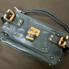 Chloe クロエ パディントン レザー アクセサリーポーチ ブラック 黒 ゴールド金具 ヴィンテージ  Chloe Paddington Leather Accessory Pouch Black Gold Vintage Mini Bag Handbagのサムネイル