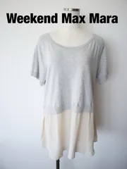 Weekend Max Mara　ウィークエンドマックスマーラ　　異素材切替カットソー　㈱マックスマーラジャパン　F（フリー）　グレー×ベージュ　大人　カジュアル　半袖　送料込み　6467462のサムネイル