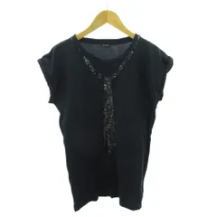 ジョセフ JOSEPH カットソー ネクタイ風 ビジュー 半袖 M 黒 ブラック 1014 ■YHS6のサムネイル