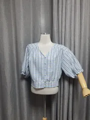 LブルーCHECK ブラウスのサムネイル
