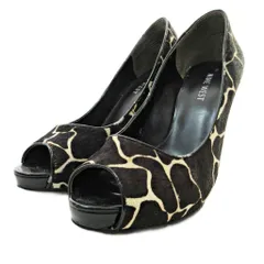 ナインウエスト NINE WEST パンプス オープントゥ ピンヒール ハラコ ジラフ柄 5 22cm ブラウン 茶 1120のサムネイル