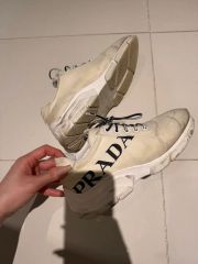 プラダ PRADAホワイト 白 美品 リナイロン ギャバジン スニーカー