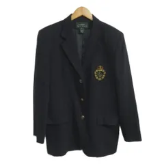 ローレンラルフローレン LAUREN RALPH LAUREN 紺ブレ テーラードジャケット エンブレム 金ボタン 12 ネイビー IBO96のサムネイル