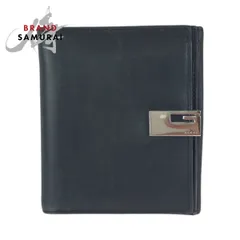 美品 GUCCI グッチ ブラック 黒 シルバー金具 レザー 035 2091 折財布 コンパクトウォレット メンズ 602563【中古】