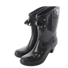 ダイアナ DIANA 長靴 レインシューズ ラバー ローヒール リボン L 24～24.5cm 黒 ブラック /YI25 ●Dのサムネイル