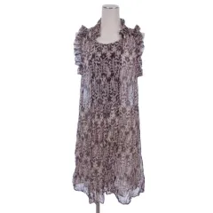 イザベルマラン ISABEL MARANT 総柄 ワンピース シルク シアー ノースリーブ ひざ丈 フリル 0 パープル系のサムネイル