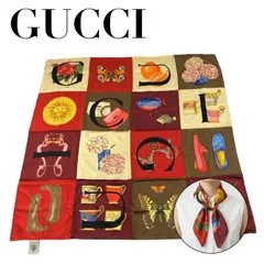 GUCCI　グッチ　スカーフ　大判　ロゴ　モチーフ　ボルドー系　AC48のサムネイル