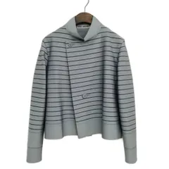 イッセイミヤケ ISSEY MIYAKE IM91KD011 ボーダー ジャージー ジャケット カーディガン 美品 3 グレーのサムネイル