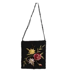 ハンドバッグ ミニ 花柄 ビーズ 刺繍 黒 ブラック ■GY99のサムネイル