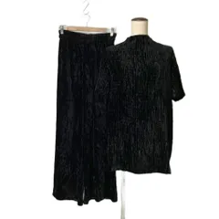 ハナエモリ HANAE MORI ベロア カットソーセットアップ パンツ Tシャツ M ブラックのサムネイル