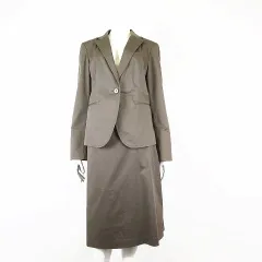 ダナキャランニューヨーク DKNY セットアップ スカートスーツ コットン ストレッチ ジャケット スカート XL 10 モカブラウン 大きいサイズ 国内正規品のサムネイル