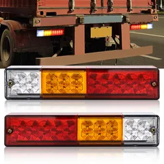 新品 Aoling トラック テールランプ、トレーラー テールランプ 24V、 3色発光 ブレーキ スモール ウインカー リバース テールランプ、2個のサムネイル