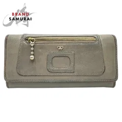Anya Hindmarch アニヤ ハインドマーチ カーキ ゴールド金具 レザー 長財布 ロングウォレット レディース 600582【中古】のサムネイル