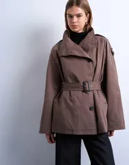 トップショップ レディース アウター コート Topshop mid trench coat BROWN ブラウンのサムネイル