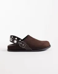 エイソス レディース シューズ サンダル ASOS DESIGN Mina grommet detailing flat mules in chocolate チョコレートのサムネイル