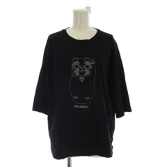 プランテーション plantation Tシャツ カットソー M 黒 ブラック 猫柄 半袖 ラウンドネック /LPのサムネイル