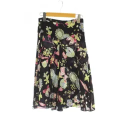 モスキーノチープアンドシック MOSCHINO CHEAP AND CHIC フレアスカート シルク 38 黒 マルチカラー 花柄 ひざ丈 /JPのサムネイル