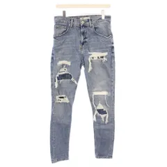 ザラ ZARA デニムパンツ ジーンズ ジップフライ ダメージ加工 40 水色 ライトブルー /BB