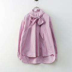 美品✨グッチ ピンク コットン ボウタイ フリルカラー 長袖ブラウス 36 
