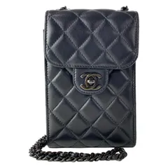 CHANEL(シャネル) ショルダーバッグ マトラッセ 黒 スマホポシェット/チェーンショルダー/ブラック金具 ラムスキンのサムネイル
