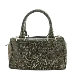 ジョルジオアルマーニ GIORGIO ARMANI ハンドバッグ 総柄 レザー 黒 ブラック /AN9のサムネイル