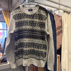 54　ケント kent ニット　総柄　KNIT　グレー　アトランティック柄　長袖　L　メンズ　men'sのサムネイル