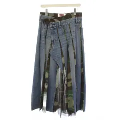 ジュンヤワタナベ JUNYA WATANABE デニム DENIM リーバイス Levi's AD2021 デニムスカート ラップスカート 巻きスカート ロング フレア カモフラ柄 迷彩柄 W32 L32 S インディゴ カーキ JH-S113 /YTのサムネイル