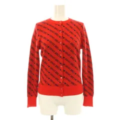 ジェイクルー J.CREW ニットカーディガン 長袖 クルーネック ロゴ ウール混 XS 赤 レッド 黒 ブラック L1068 /KU ■BMのサムネイル