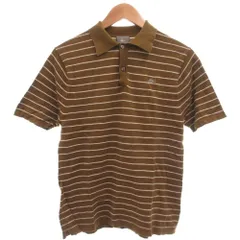 ラコステ LACOSTE ポロシャツ 2 茶 ブラウン 半袖 ストライプ柄 ボタン留め /SC ■ECF004