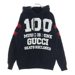 GUCCI (グッチ) 21AW 100周年 MUSIC IS MINE ロゴプリント プルオーバースウェット パーカー ブラック 660282のサムネイル