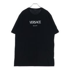 VERSACE ヴェルサーチ ロゴ刺繍 Tシャツ 黒 Lサイズ RFIDタグ付き 