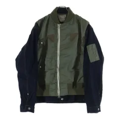 Sacai (サカイ) 22AW Nylon Twill Mix Blouson ナイロン ツイル デニム ドッキング MA-1 ブルゾン ジップアップ フライト ジャケット カーキ/インディゴ 22-02825Mのサムネイル