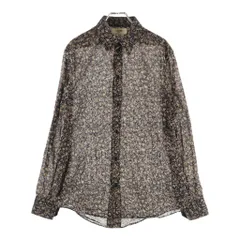 CELINE (セリーヌ) レギュラーカラー フラワープリント 長袖シアーシャツ ブラック 2C239056Iのサムネイル