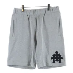CHROME HEARTS (クロムハーツ) Y NOT CEMETERY CROSS PATCH SWEAT SHORTS レザーセメタリークロスパッチ スウェットショーツ ハーフパンツ グレー/ブラックのサムネイル