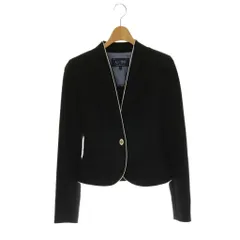 アルマーニ ジーンズ ARMANI JEANS ノーカラージャケット パイピング 36 ブラック ホワイト /ES ■OSのサムネイル