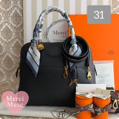 ❤お得なお品❤ボリード31 ノワール黒ブラックｘゴールド金具 エルメス C刻印 お箱付き 新品ツイリー２本付き MerciMuse メルシーミューズのサムネイル