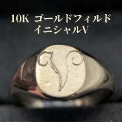 VARGAS社 10K GF ゴールド シグネットリング 約12号 イニシャル V 米国 メーカーマーク 2g 金張り 希少 印台リングのサムネイル
