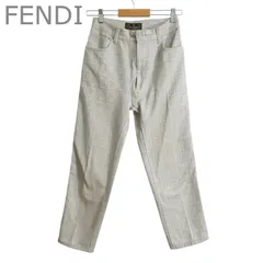 FENDI フェンディ FF柄 ズッカ柄 テーパード デニムパンツ ジーンズ ハイウエスト ジッパーフライ コットン イタリア製 ベージュ系 グレー系 I41 27インチ レディースのサムネイル