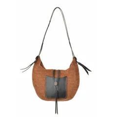 【SansArcidet】ラフィア × レザーショルダーバッグのサムネイル