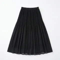ブラック プリーツロングスカート ウエストゴム シンプル 無地 UNIQLO風