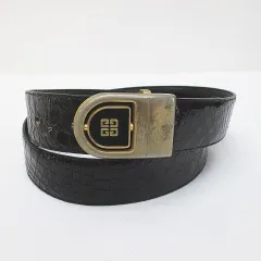 ジバンシィ GIVENCHY ヴィンテージ クロコダイル ベルト ブラック系 4Gロゴ 回転 バックル イタリア製 ファッション小物のサムネイル